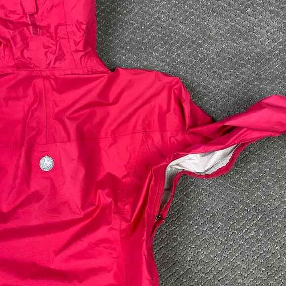 Marmot Jacket Women's Small Pink PreCip Eco Rain Waterproof Hooded Hiking Nylon - Picture 8 of 14